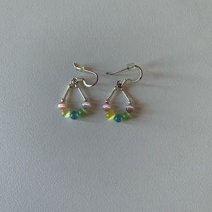 Pastel beaded teardrop 925 earrings